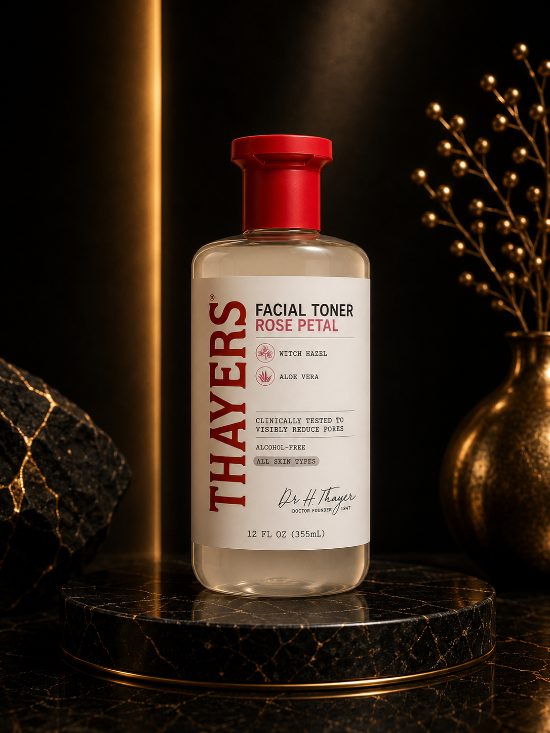 THAYERS Alcohol-Free Rose Petal Witch Hazel Facial Toner for Glowing Skin, Soothing, Hydrating, Refreshing Toner for All Skin Types, 12oz (Packaging May Vary)