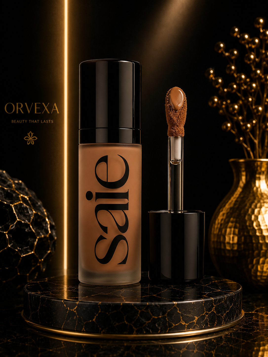 Saie Dew Bronze - Hydrating Liquid Bronzer Stick For a Sun Kissed Glow - Liquid Contour Stick Infused with Nourishing Skin Care Ingredients - Sculpted Face Makeup Essential - Sand (0.4 oz)